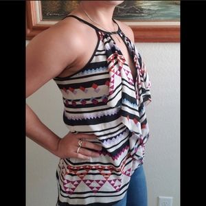BCBGMaxazria Tribal Ruffled Halter XS
